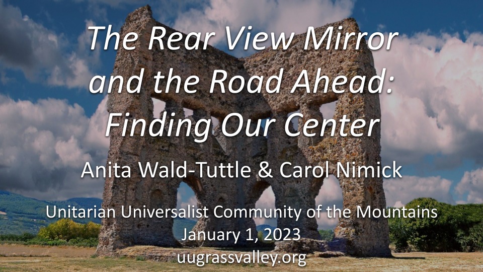 The Rear View Mirror and the Road Ahead: Finding Our Center – January 1, 2023