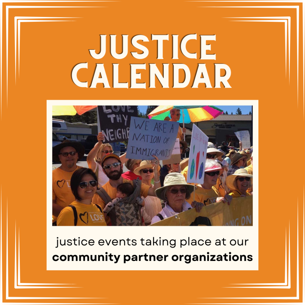 Justice Calendar: justice events taking place at our community partner organizations