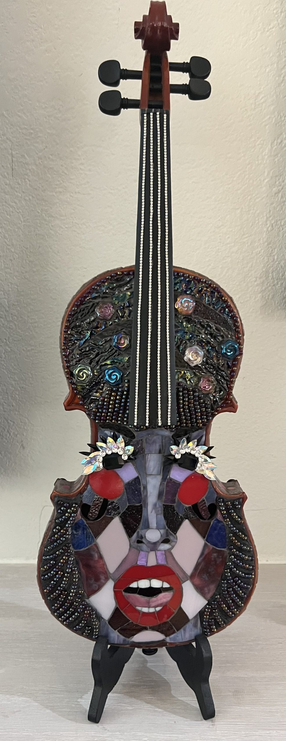 mosaic-decorated violin